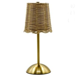 Home Decor Collection Sterling Cordless Indoor Rattan/Gold Colored Table Lamp